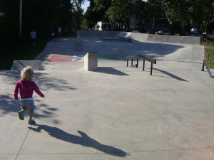 children playing on newly designed and constructed skate park